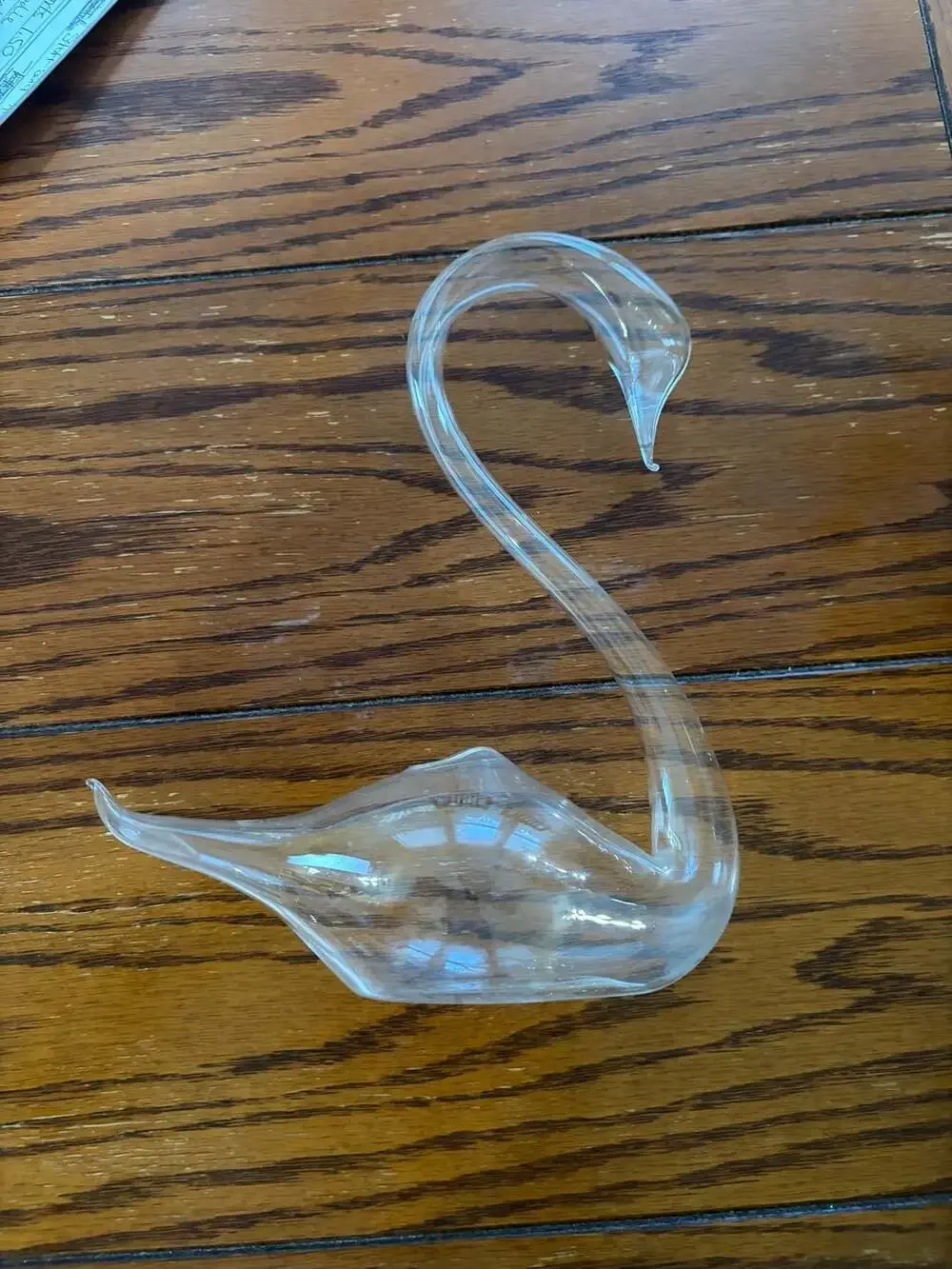 Vintage Hand Blown Clear Glass Swan Vase Bud Vase Figurine